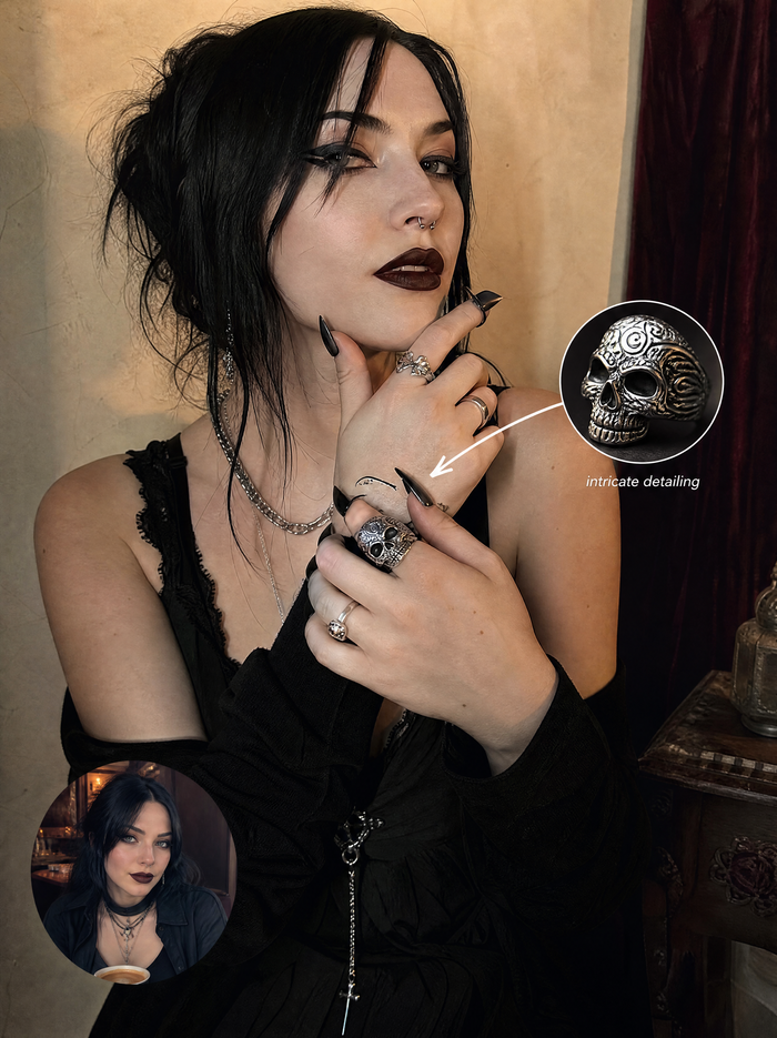 Intricate Skull Design Ring