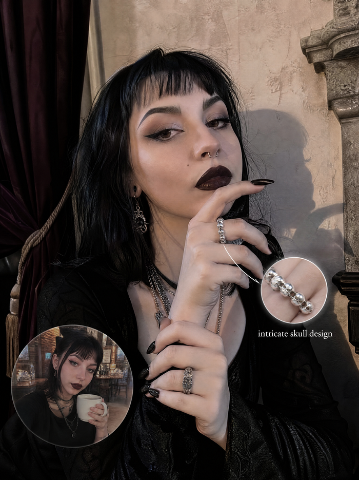 Skull-Embellished Sterling Ring